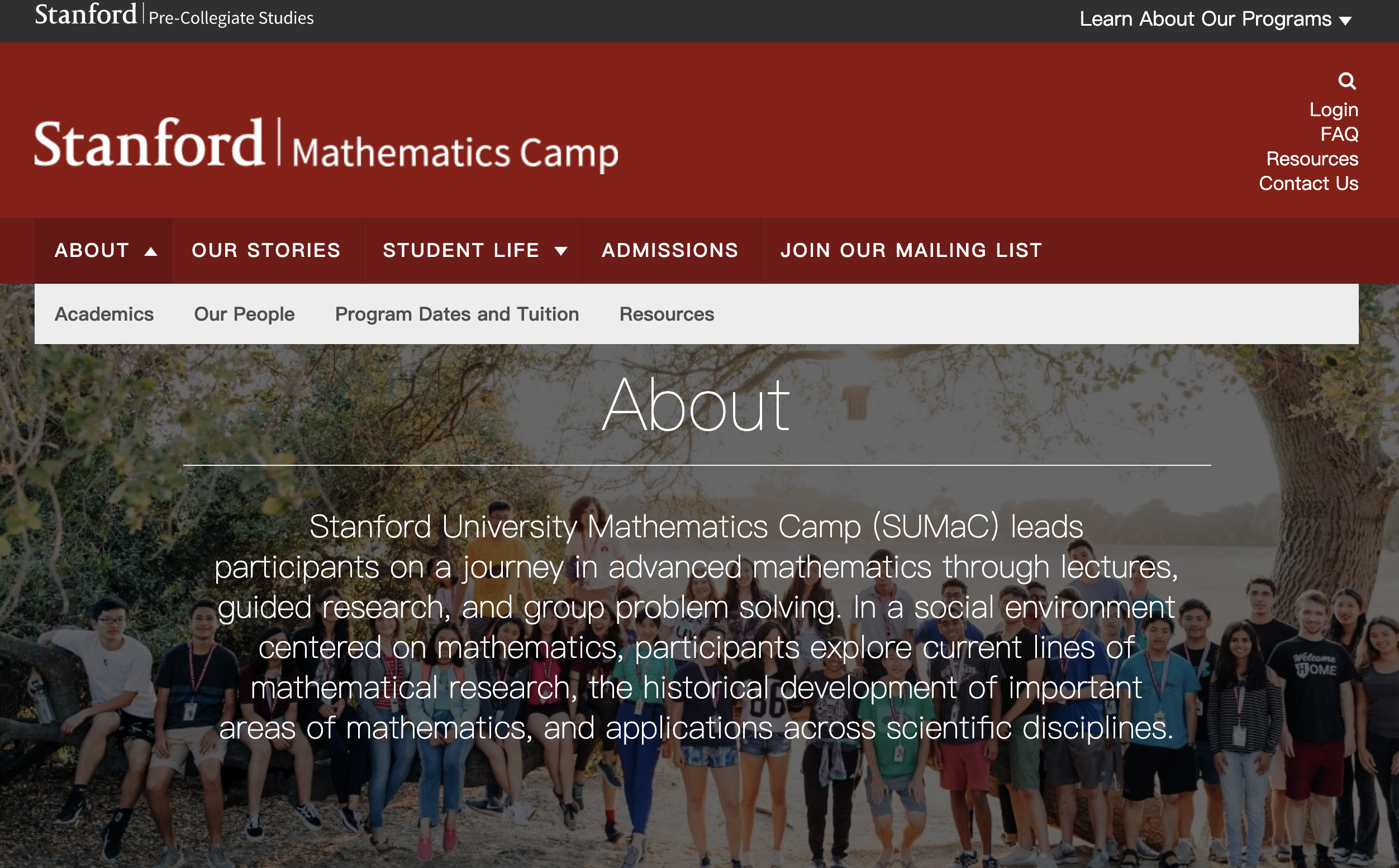 2021年斯坦福夏校SUMac：Mathematics Camp