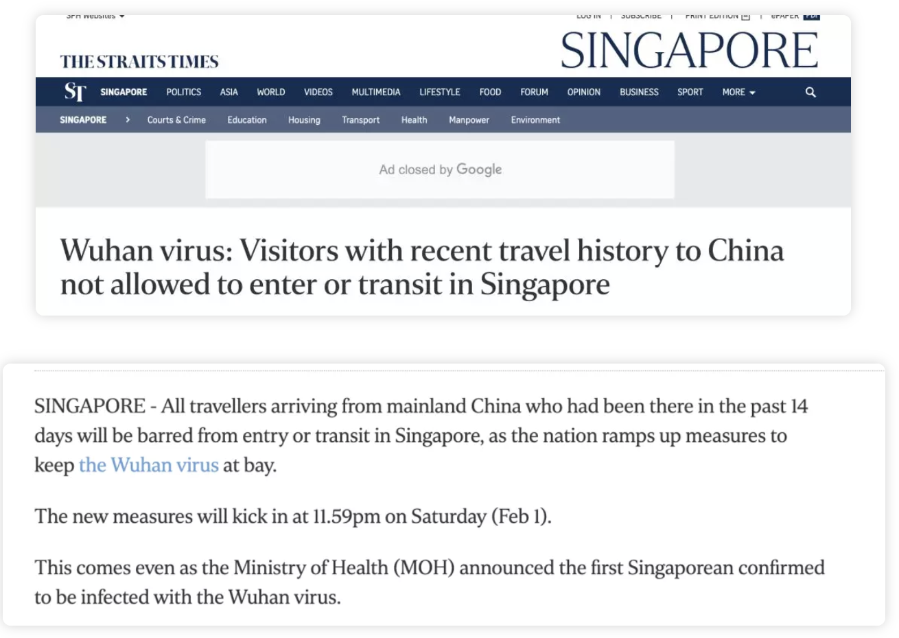 新加坡禁止中国公民入境，3月SAT考上务必注意；62国对中国公民实施入境管制，留学生通勤恐受影响