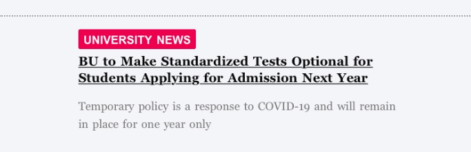 波士顿大学宣布这些申请生可test optional！但是这并不意味着BU申请生的压力减小了