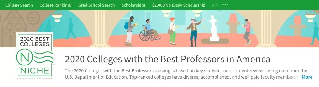 2020年NICHE拥有最好教授的大学榜单