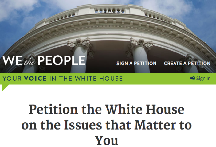 国外签名请愿网站：Whitehouse Petitions