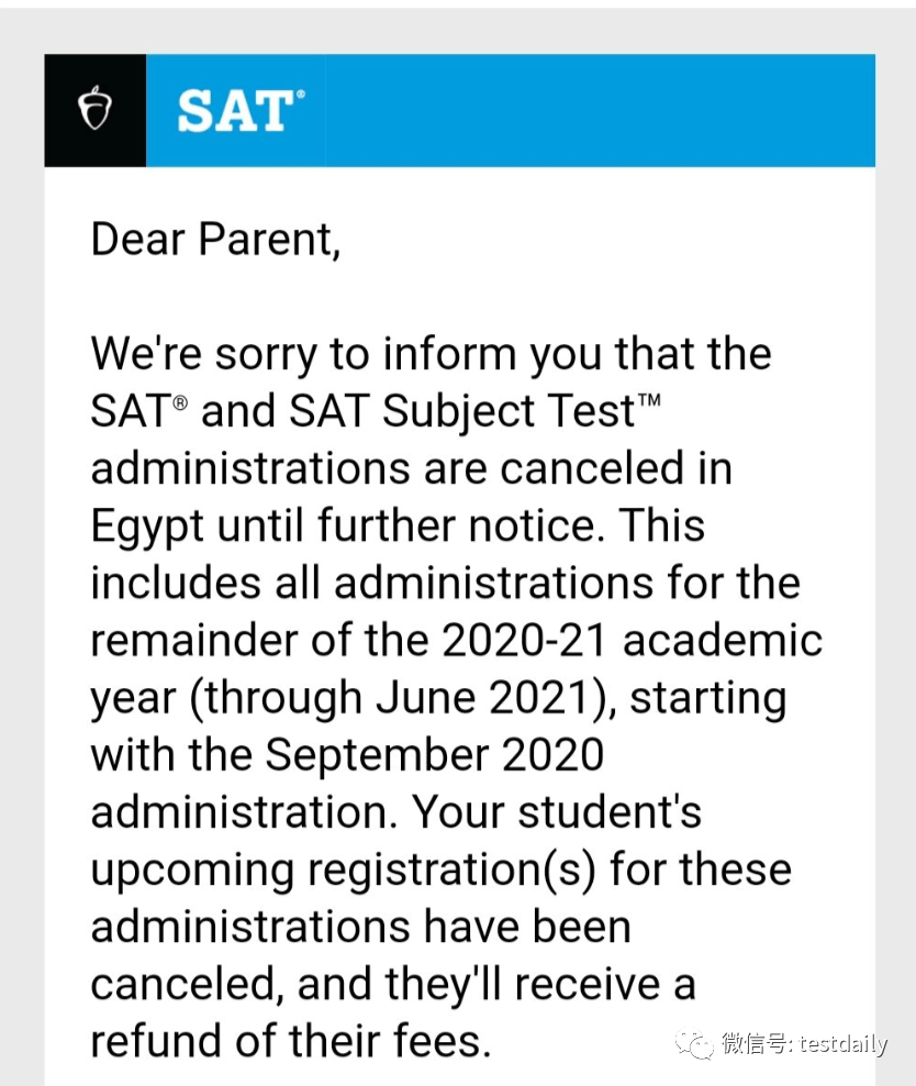 CB官方宣布2020年9月至2021年6月，埃及SAT/SAT2全部考场停办！此举或因试题泄露！