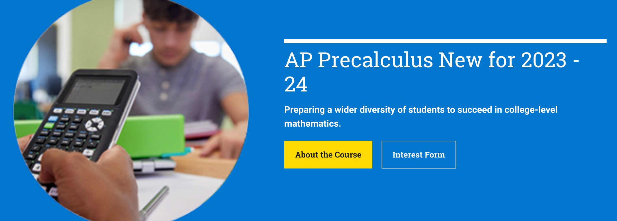 CB官方消息：新增AP Precalculus预备微积分科目，将于2023年秋季正式推出